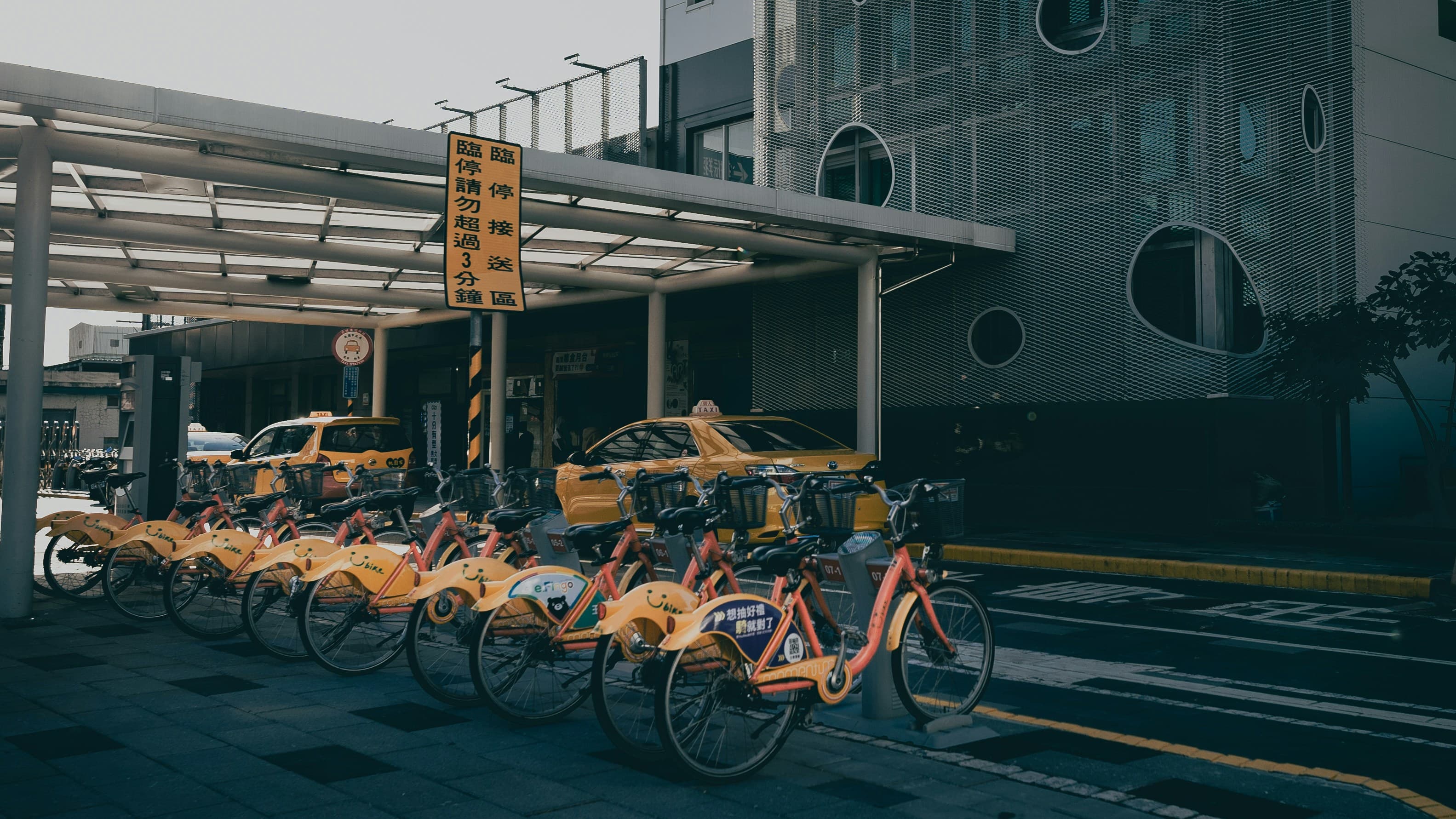 Vélos garés au bord d'une route